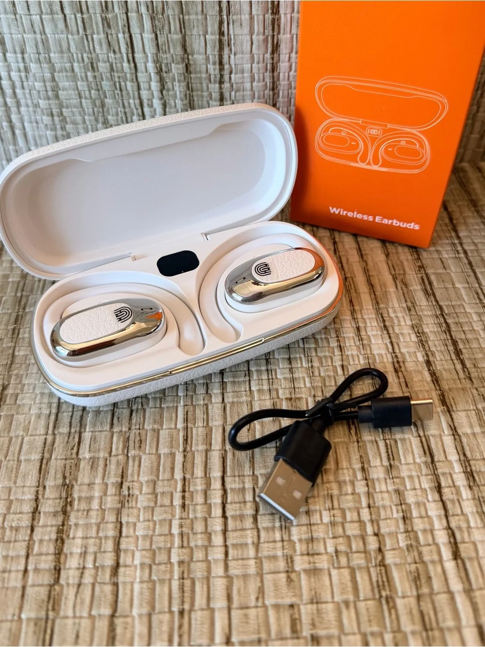Wireless White Bluetooth Earbuds with Charging Case